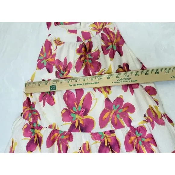 THML Tiered Halter Dress Womens Sz S Floral Summer Flowy Lined Anthropologie - Picture 9 of 10